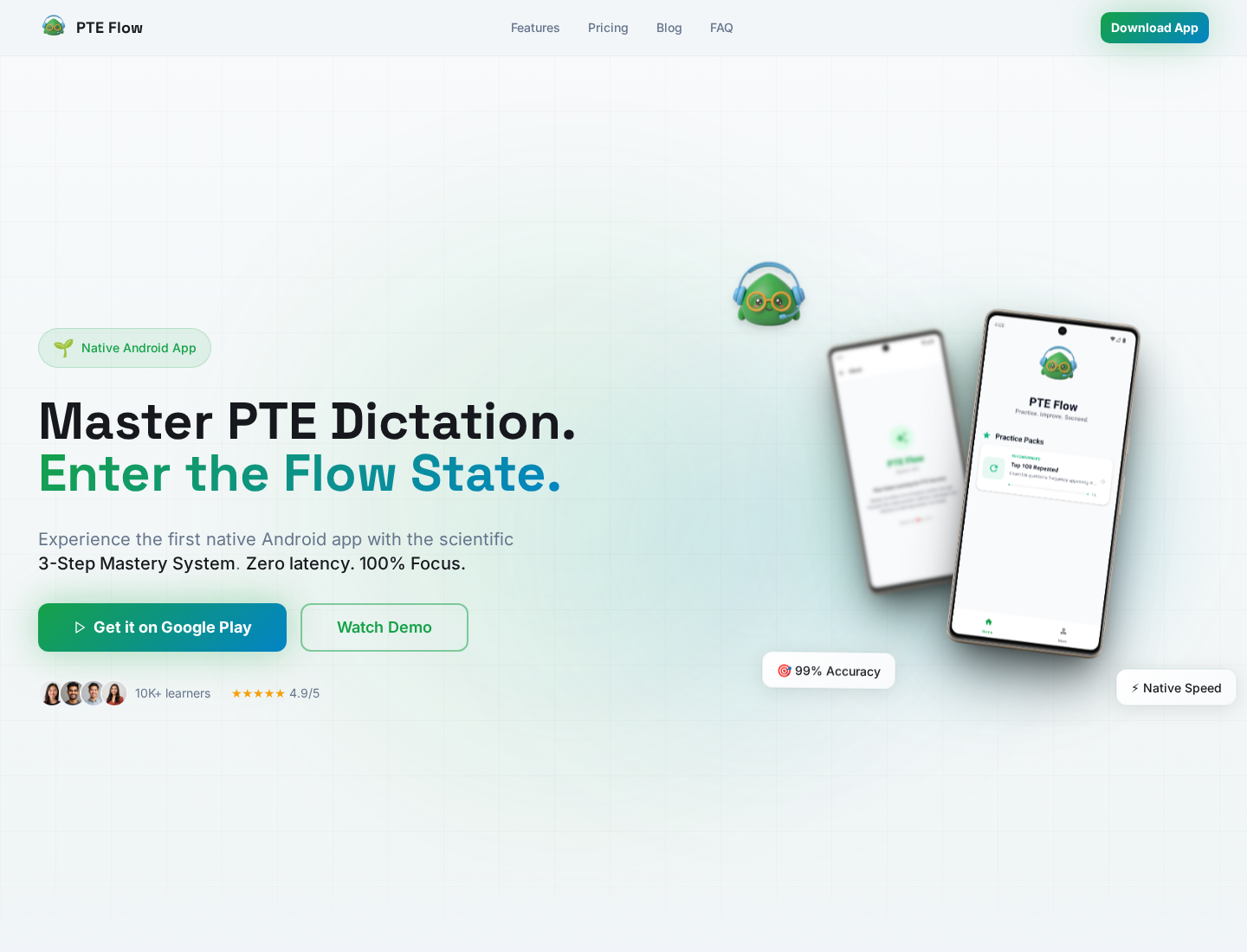 PTE Flow landing page screenshot